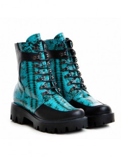 Ghete dama Chunky Turcoaz Piele Naturala - The5thelement.ro