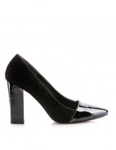 Pantofi cu toc gros piele Black Velvet Glow - The5thelement.ro