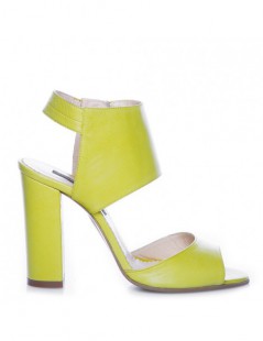 Sandale piele toc gros Titanium Yellow Lime - The5thelement.ro