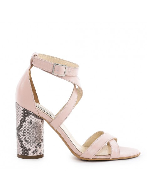 Sandale piele toc gros Rome Rose - The5thelement.ro