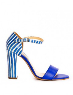Sandale piele toc gros Simple Block Stripes - The5thelement.ro