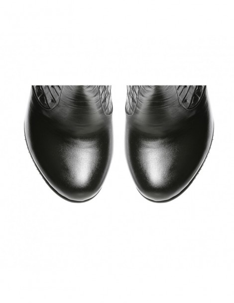 Cizme dama Long Boots Negru Print Piele Naturala - The5thelement.ro