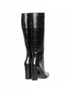 Cizme dama Long Boots Negru Print Piele Naturala - The5thelement.ro