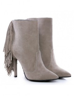 Botine dama Piele Naturala Fringe Grey - The5thelement.ro