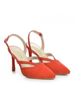 Pantofi Stiletto Piele Naturala Rosu Corai Sasha - The5thelement.ro