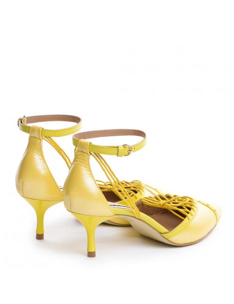 Pantofi Stiletto Piele Naturala Galben Rihanna - The5thelement.ro
