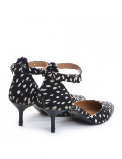 Pantofi Stiletto Piele Naturala Negru Dots Clara - The5thelement.ro