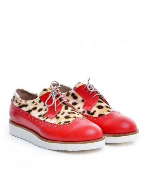 Pantofi oxford dama piele naturala Rosu - The5thelement.ro