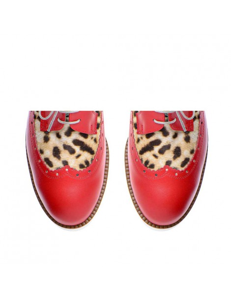 Pantofi dama Oxford Rosu din Piele Naturala - The5thelement.ro