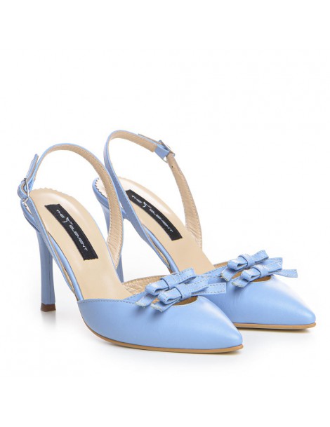 Pantofi Stiletto Piele Naturala Bleu Lola - The5thelement.ro