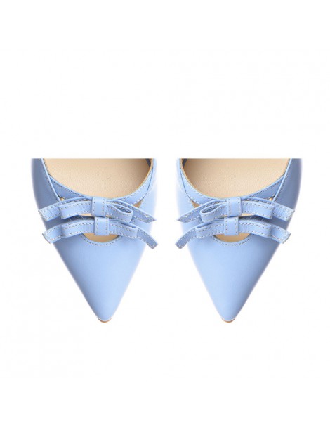 Pantofi Stiletto Piele Naturala Bleu Lola - The5thelement.ro