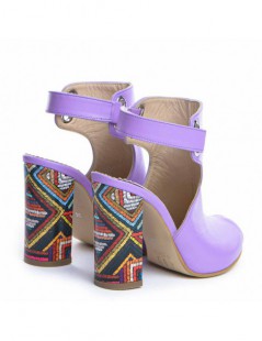 Sandale piele toc gros Single Strap Lila multicolor - The5thelement.ro