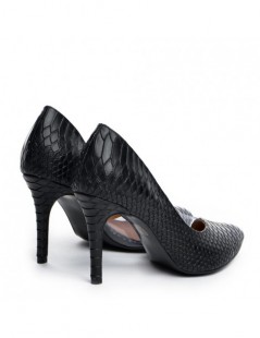 Pantofi stiletto piele naturala Negru Sarpe Leila - The5thelement.ro