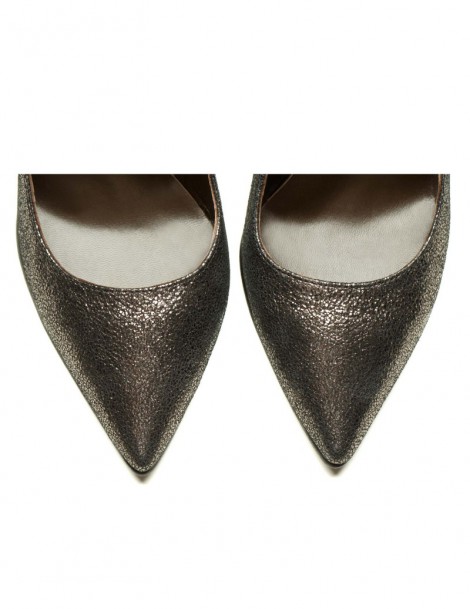 Pantofi stiletto piele naturala Argintiu Sparkle - The5thelement.ro