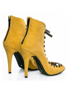 Botine dama decupate Street Style Galben Piele Naturala - The5thelement.ro