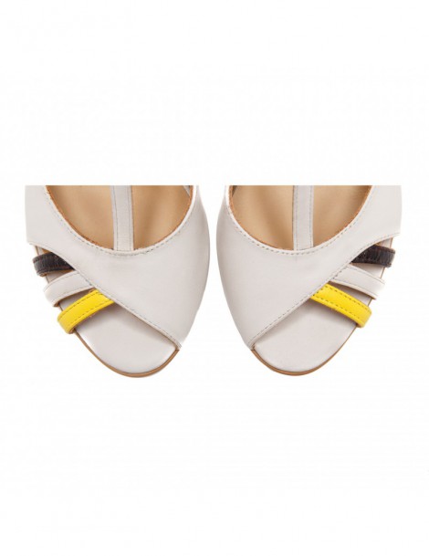 Sandale dama Pin Up Chic White Piele Naturala - The5thelement.ro