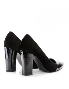Pantofi cu toc gros piele Black Velvet Glow - The5thelement.ro