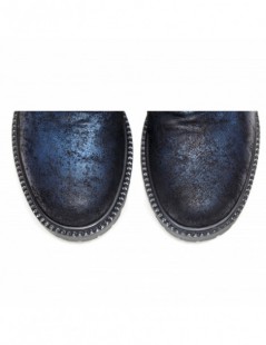 Ghete dama Cut Out Metalic Blue Piele Naturala - The5thelement.ro