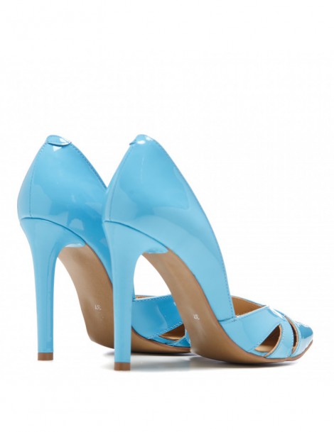 Pantofi stiletto piele naturala Bleu Cut Out - The5thelement.ro