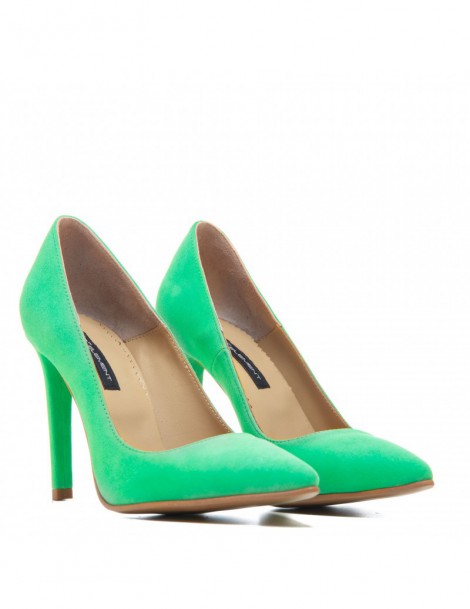 Pantofi stiletto piele naturala Verde Lime - The5thelement.ro