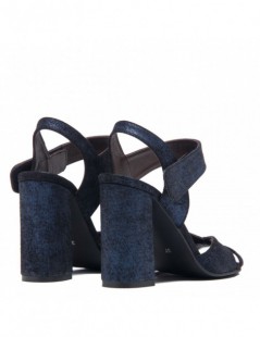 Sandale piele toc gros Trapeze Block Blue - The5thelement.ro