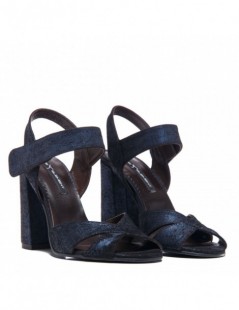 Sandale piele toc gros Trapeze Block Blue - The5thelement.ro